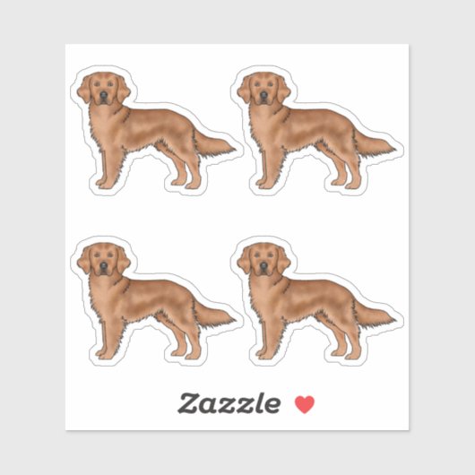 Red Golden Retriever Cute Cartoon Dogs Sticker (Vel)