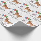 Red Golden Retriever Cute Dog - Birthday Cadeaupapier (Hoek)