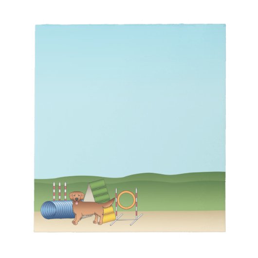 Red Golden Retriever Dog met behendigingsapparatuu Notitieblok (Voorkant)