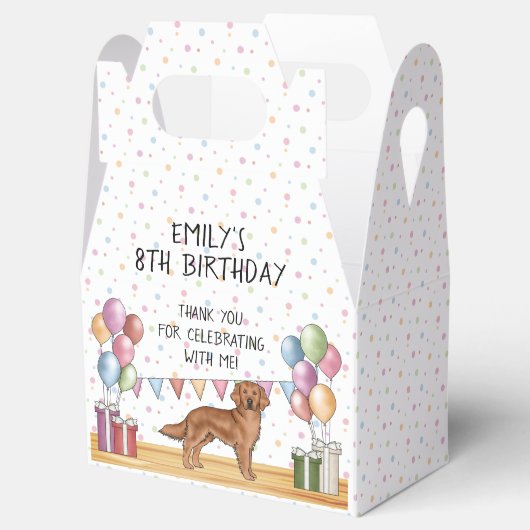 Red Golden Retriever Kids Verjaardag Bedankt Bedankdoosjes (Geopend)