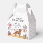 Red Golden Retriever Kids Verjaardag Bedankt Bedankdoosjes (Voorkant Zijde)