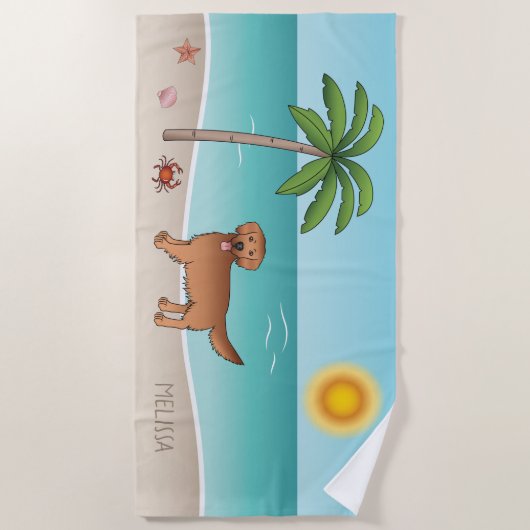 Red Golden Retriever op een tropisch zomerstrand - Strandlaken (Voorkant)