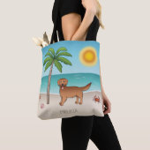 Red Golden Retriever op een tropisch zomerstrand Tote Bag (Dichtbij)