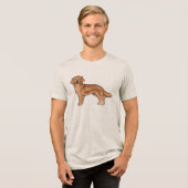 Red Golden Retriever Schattige Cartoon Dog Artwork Tri-Blend Shirt (Voorkant volledig)