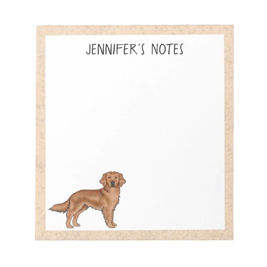 Red Golden Retriever Schattige Dog met aangepaste  Notitieblok (Voorkant)