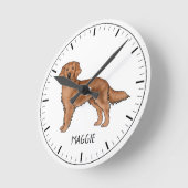 Red Golden Retriever Schattige Dog met aangepaste  Ronde Klok (Hoek)