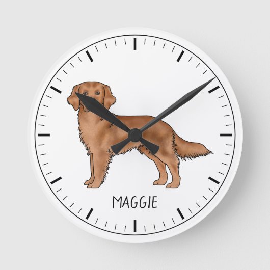 Red Golden Retriever Schattige Dog met aangepaste  Ronde Klok (Voorkant)