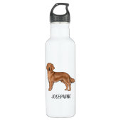 Red Golden Retriever Schattige Dog met aangepaste  Waterfles (Voorkant)