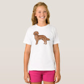 Red Golden Retriever Schattigee Cartoon Dog Art T-shirt (Voorkant volledig)