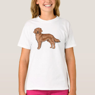 Red Golden Retriever Schattigee Cartoon Dog Art T-shirt