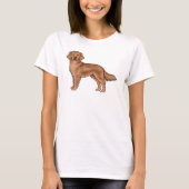 Red Golden Retriever Schattigee Cartoon Dog Illust T-shirt (Voorkant)