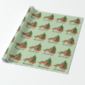 Red Golden Retriever Schattigee hond en kerstboom Cadeaupapier (Uitgerold)