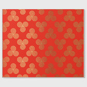 Red Golden Royal Celtic Ornament Heraldic Cadeaupapier (Vlak)
