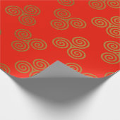 Red Golden Royal Celtic Ornament Heraldic Cadeaupapier (Hoek)
