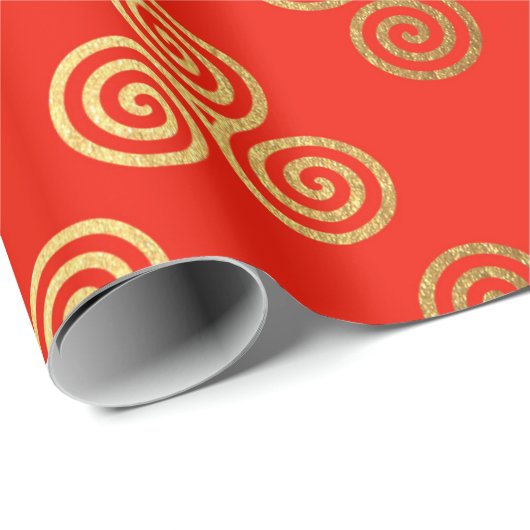 Red Golden Royal Celtic Ornament Heraldic Cadeaupapier (Rol Hoek)