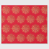 Red Golden Sneeuwvlokken - Kerst Schattige Cadeaupapier (Vlak)