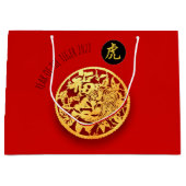 Red Golden Tiger Papercut Chinees nieuwjaar 2022 L Groot Cadeauzakje (Voorkant)
