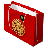 Red Golden Tiger Papercut Chinees nieuwjaar 2022 L Groot Cadeauzakje (Voorkant Gekanteld)