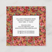 Red Golden Yellow Green Waterverf Flowers Patroon Vierkante Visitekaartje (Achterkant)