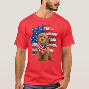 Red Goldendole Sunflower American Flag Independe T-shirt