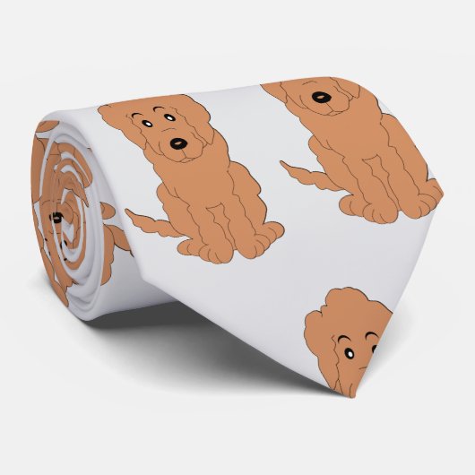 Red Goldendoodle Dog Design Any Colour Background Stropdas (Opgerold)