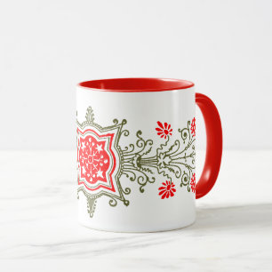 Red Golds Floral Art Koffie Mok