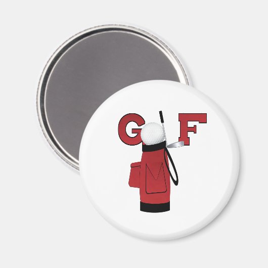 Red Golf Bag Golf Magneet (Voorkant / Achterkant)