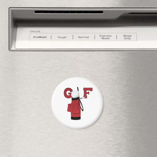 Red Golf Bag Golf Magneet (Insitu (Vaatwasser))