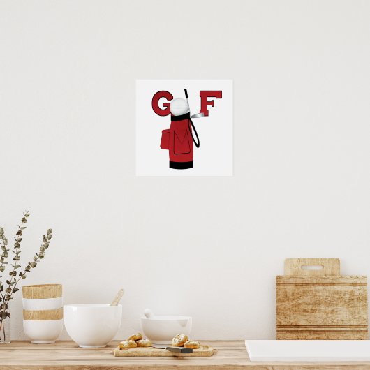 Red Golf Bag Golf T-shirts en Gifts Poster (Keuken)