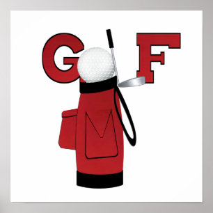 Red Golf Bag Golf T-shirts en Gifts Poster