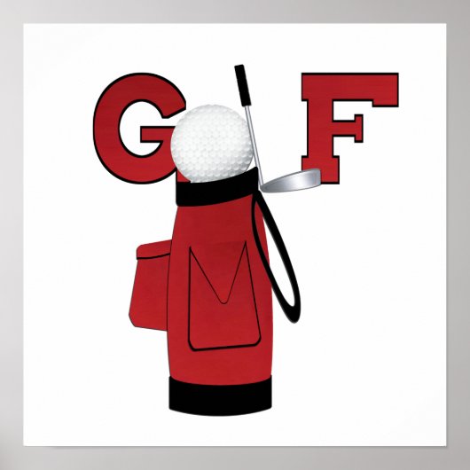 Red Golf Bag Golf T-shirts en Gifts Poster (Voorkant)