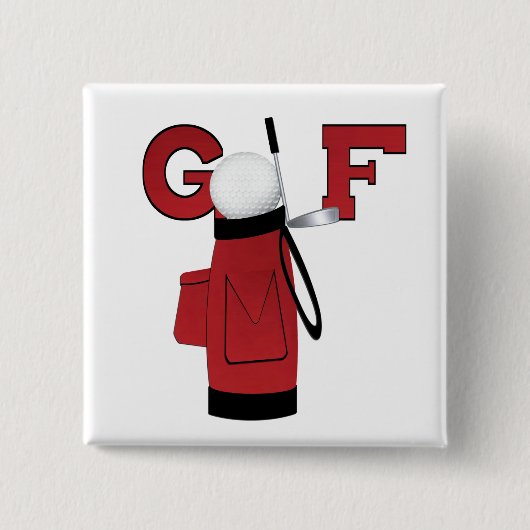 Red Golf Bag Golf T-shirts en Gifts Vierkante Button 5,1 Cm (Voorkant)