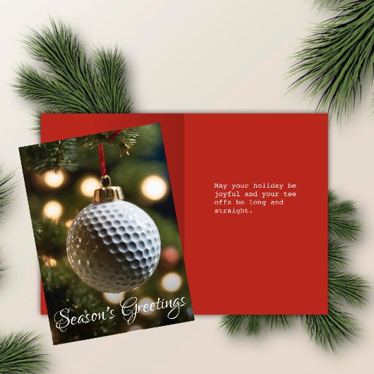 Red Golf Season's Groeten Gevouwen Kerstmis Feestdagen Kaart
