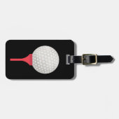 Red Golf T-shirt en bal op zwart Bagagelabel (Voorkant horizontaal)