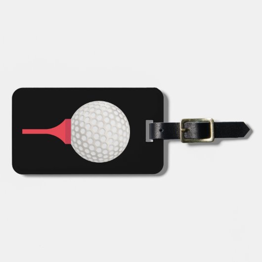 Red Golf T-shirt en bal op zwart Bagagelabel (Voorkant horizontaal)