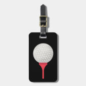 Red Golf T-shirt en bal op zwart Bagagelabel (Voorkant verticaal)