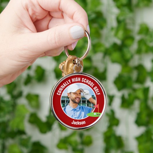 Red Golfer Photo High School Golf Team Sleutelhanger (Hand)