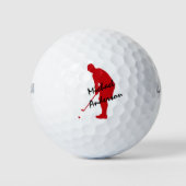 Red Golfer Putting Golfballen (Voorkant)