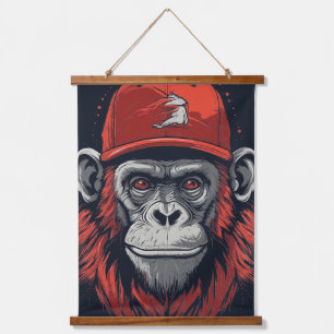 Red Gorilla Hangend Wandkleed