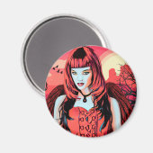 Red Gothic Angel-vrouw in woestijn Magneet (Voorkant / Achterkant)