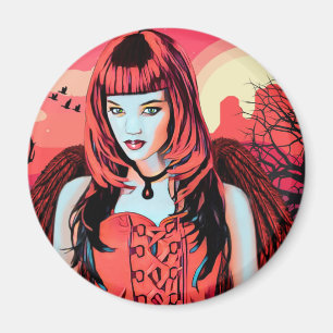 Red Gothic Angel-vrouw in woestijn Magneet