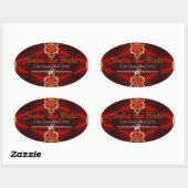 Red Gothic Diva Save the Date Oval Sticker (Vel)