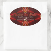 Red Gothic Diva Save the Date Oval Sticker (Tas)