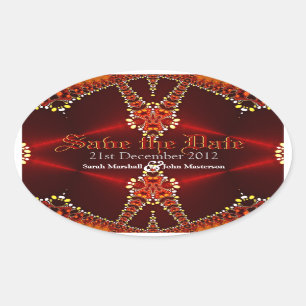 Red Gothic Diva Save the Date Oval Sticker