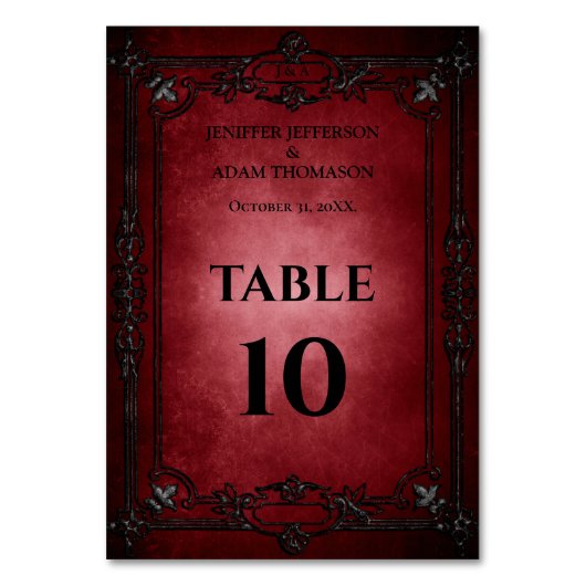 Red Gothic Halloween Alternative Wedding Kaart (Achterkant)