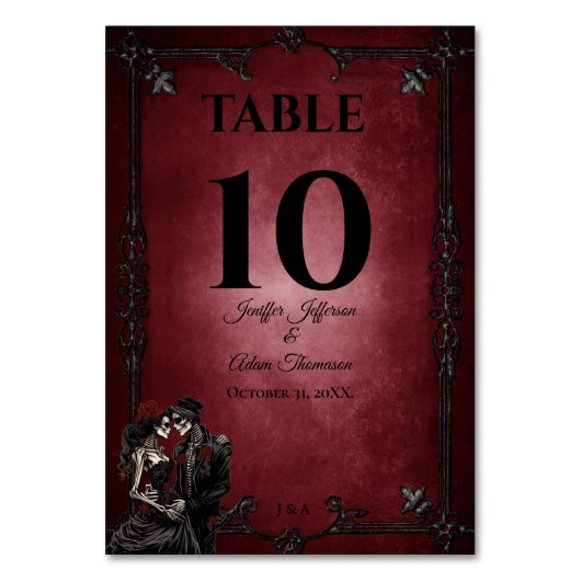 Red Gothic Halloween Alternative Wedding Kaart (Voorkant)