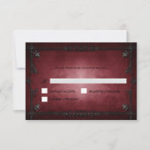 Red Gothic Halloween Alternative Wedding RSVP Card Kaartje (Voorkant)
