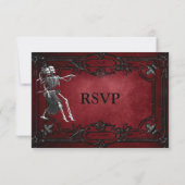 Red Gothic Halloween Alternative Wedding RSVP Card Kaartje (Achterkant)