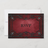 Red Gothic Halloween Alternative Wedding RSVP Card Kaartje (Achterkant)