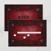 Red Gothic Halloween Alternative Wedding RSVP Card Kaartje (Voorkant / Achterkant)